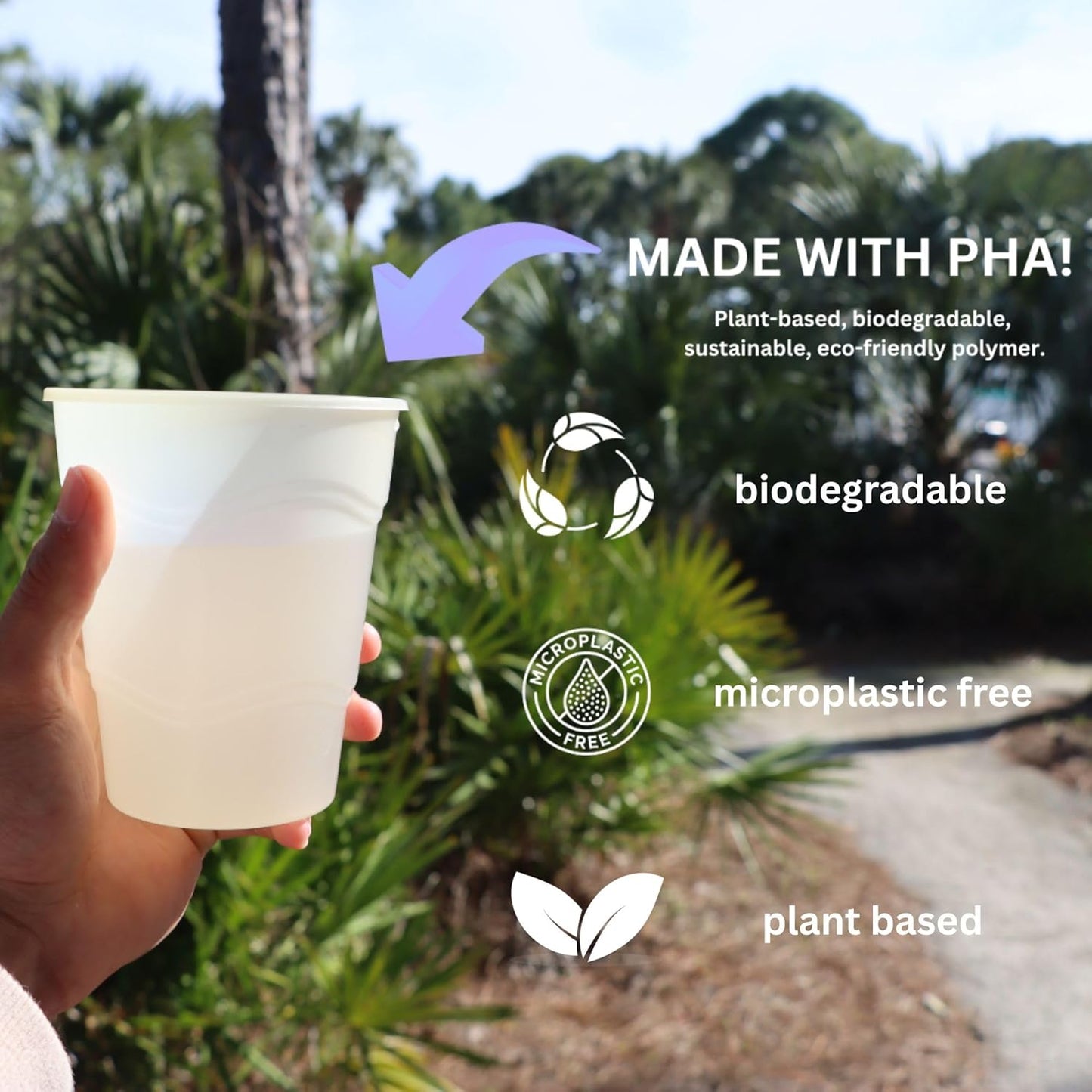 New Wave Cups™ - 16 oz PHA Home Compostable Cups, Biodegradable & Plant-Based | Eco-Friendly, Sustainable, Made in USA | Greener than PLA Disposable Cups | 30 Count